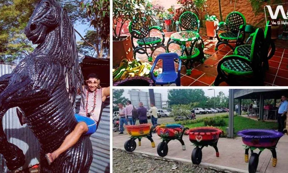 Jóvenes llaneros emprenden reutilizando neumáticos desechables
