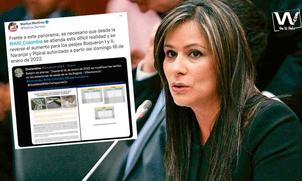 Senadora Maritza Martínez pide reversar alza en peajes de la vía al Llano