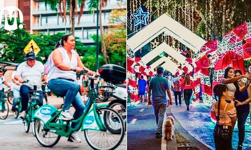 Alborada invita a recorrer el alumbrado navideño en las bicicletas públicas