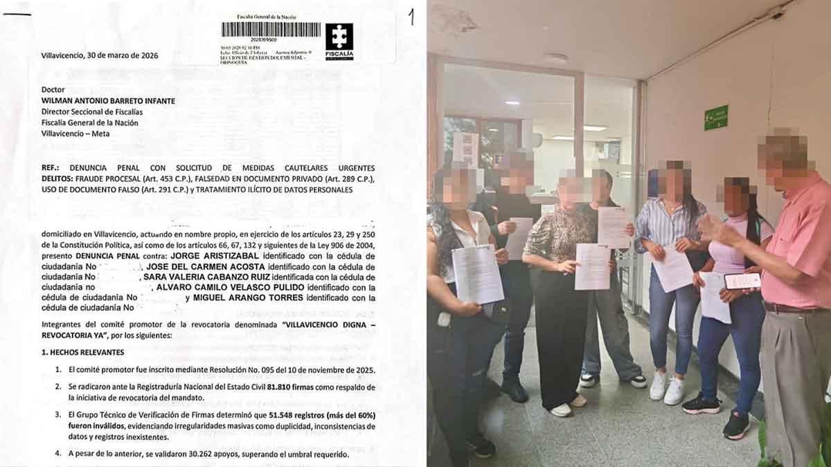 Denuncian uso de firmas falsas y datos personales sin autorización en revocatoria del alcalde de Villavicencio